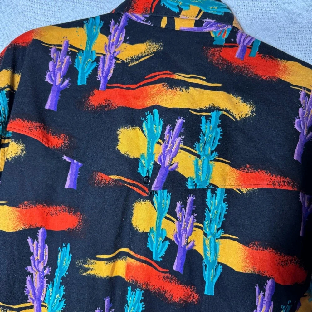 Vtg Wrangler Neon Cactus All Over Print Cowboy Cut Regular Fit‎ USA Mens 17-36